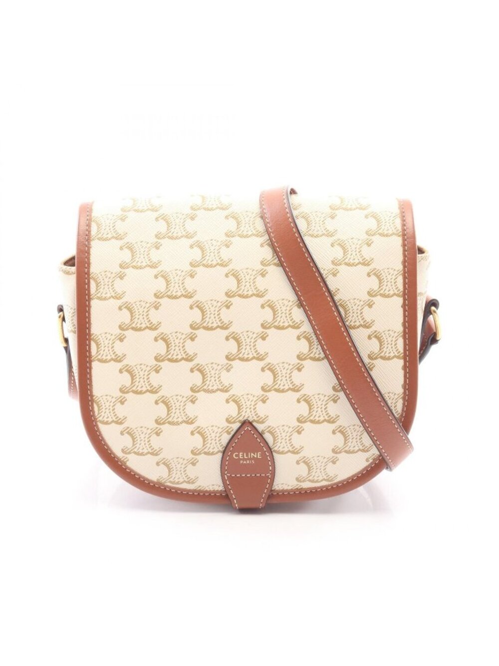 Celine Shoulder Bag Folco Medium Triomphe White Leather
